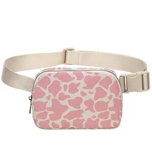 Pink Western Cow Print Crossbody Sling Belt Bag